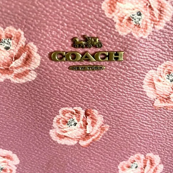 Coach Kitt Floral Print Messenger Crossbody Bag | Pink - Picture 2 of 4